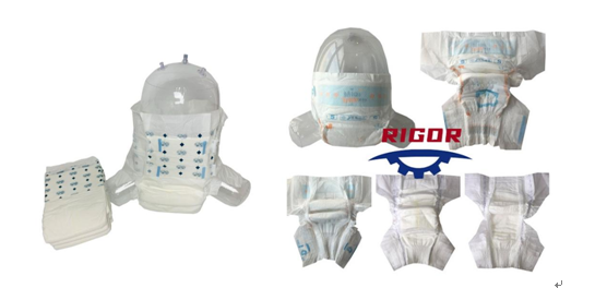 Diapers produced by diaper machine